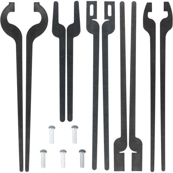 Blacksmith DIY Rapid Tongs Bundle Set with Rivets- Flat Jaw/Slot Jaw/V-Bit/Scroll/Bolt can be Heated