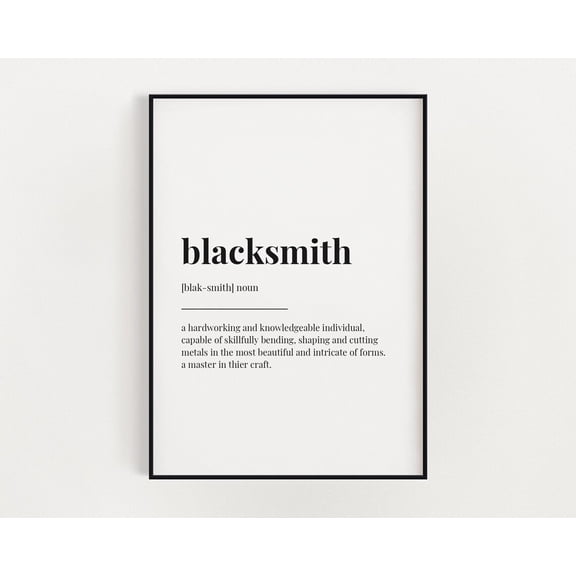Blacksmith Definition Print, Wall Art Print, Blacksmith, Definition Print, Metal Worker, Quote Print Home Decor #3636, Unframed Canvas Size 8x12