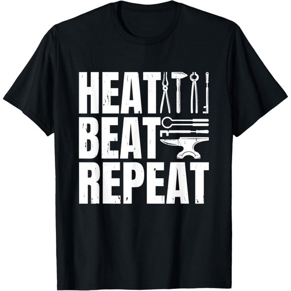 Blacksmith Metal Smith Forging Funny Heat Beat Repeat T-Shirt