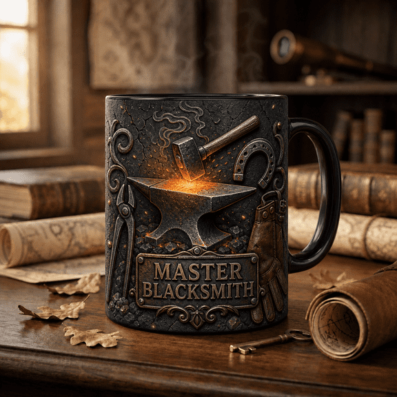 Blacksmith Mug 3D Effect Master Blacksmith Gift for Metal Forging Fans