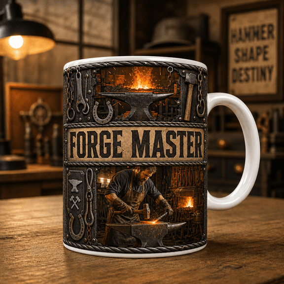 Blacksmith Mug Forge Master Coffee Cup, Rustic Forge Gift for Smiths and Metalworkers