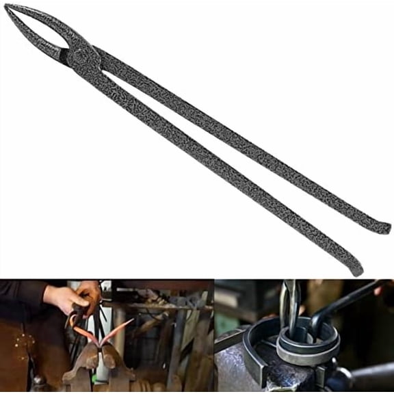 Blacksmith Scroll Tongs, Curved Jaw, 16" L, Black, Steel, For Beginners, Starter Tool Kit$$Home Decor, Kitchen, & Other