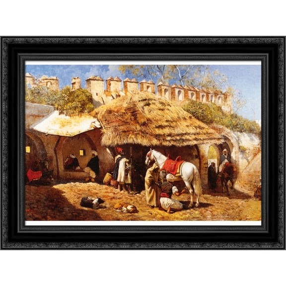 Blacksmith Shop at Tangiers 24x18 Black Ornate Wood Framed Canvas Art by Weeks, Edwin Lord