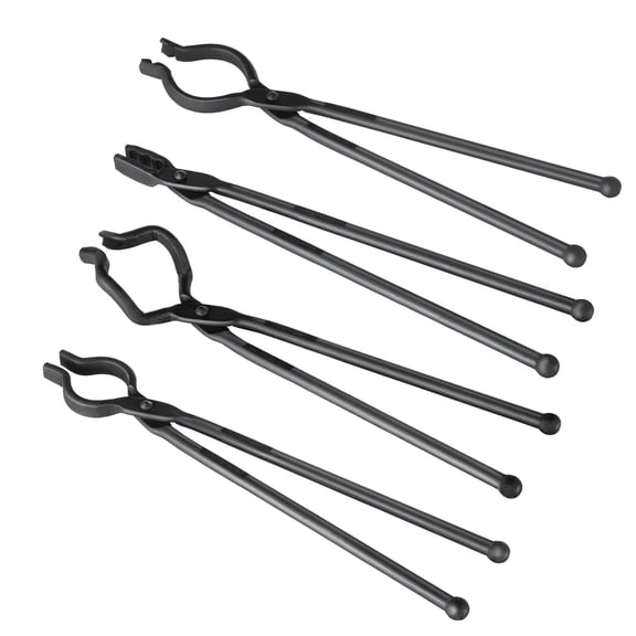 Blacksmith Tongs Set 18 Inch 4 Piece Forged Carbon Steel V Bit Wolf Jaw Z V Box Tongs for Knife Making Blacksmithing Tools Kit
