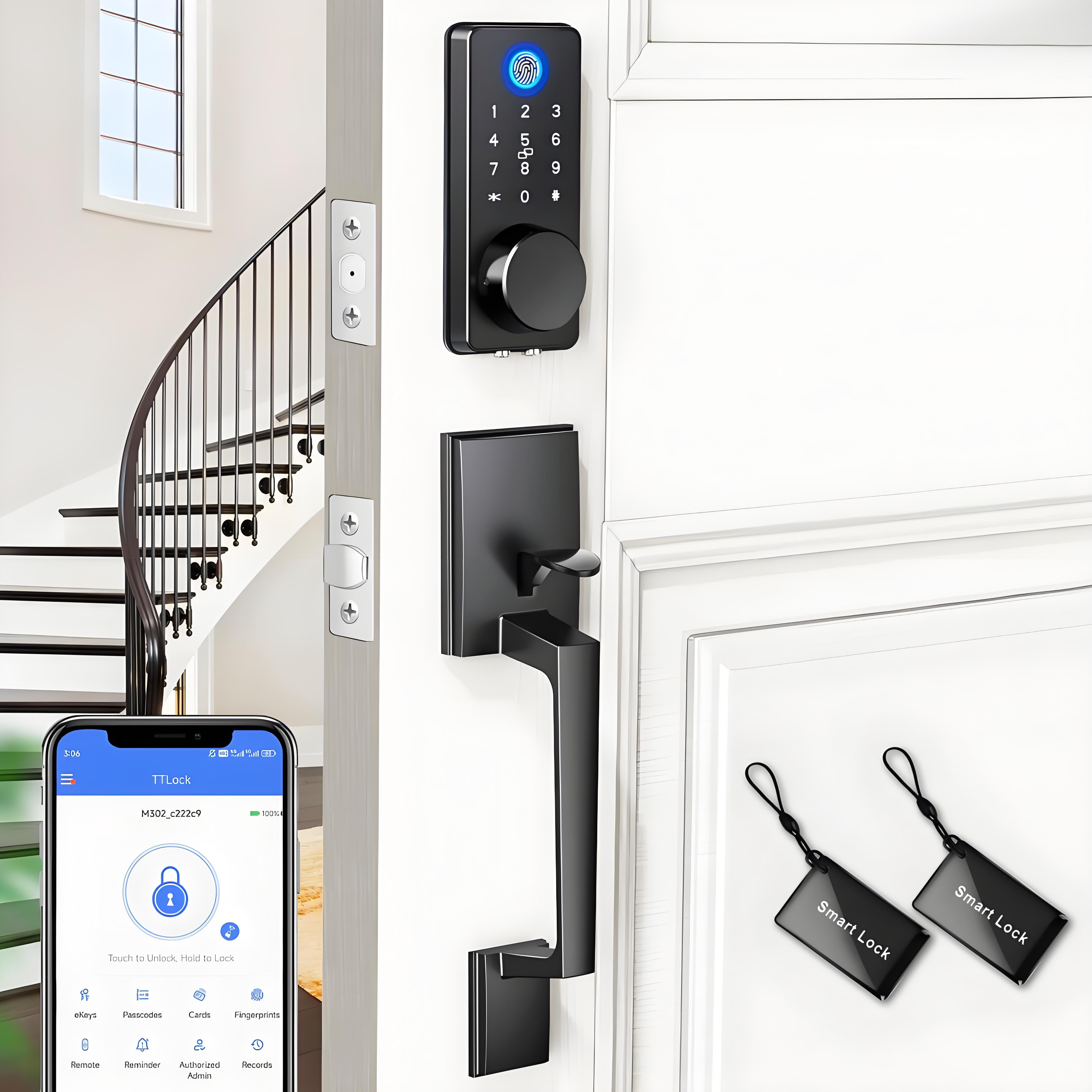 Black Electronic Deadbolt with Touchscreen Keypad and Bluetooth