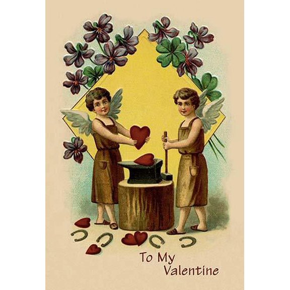 Blacksmiths Making Hearts-Fine Art Canvas Print (20" x 30")