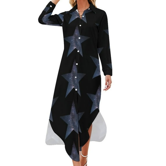 Blackstar Long Sleeved Shirt Dress chic and elegant evening dress clothes for woman