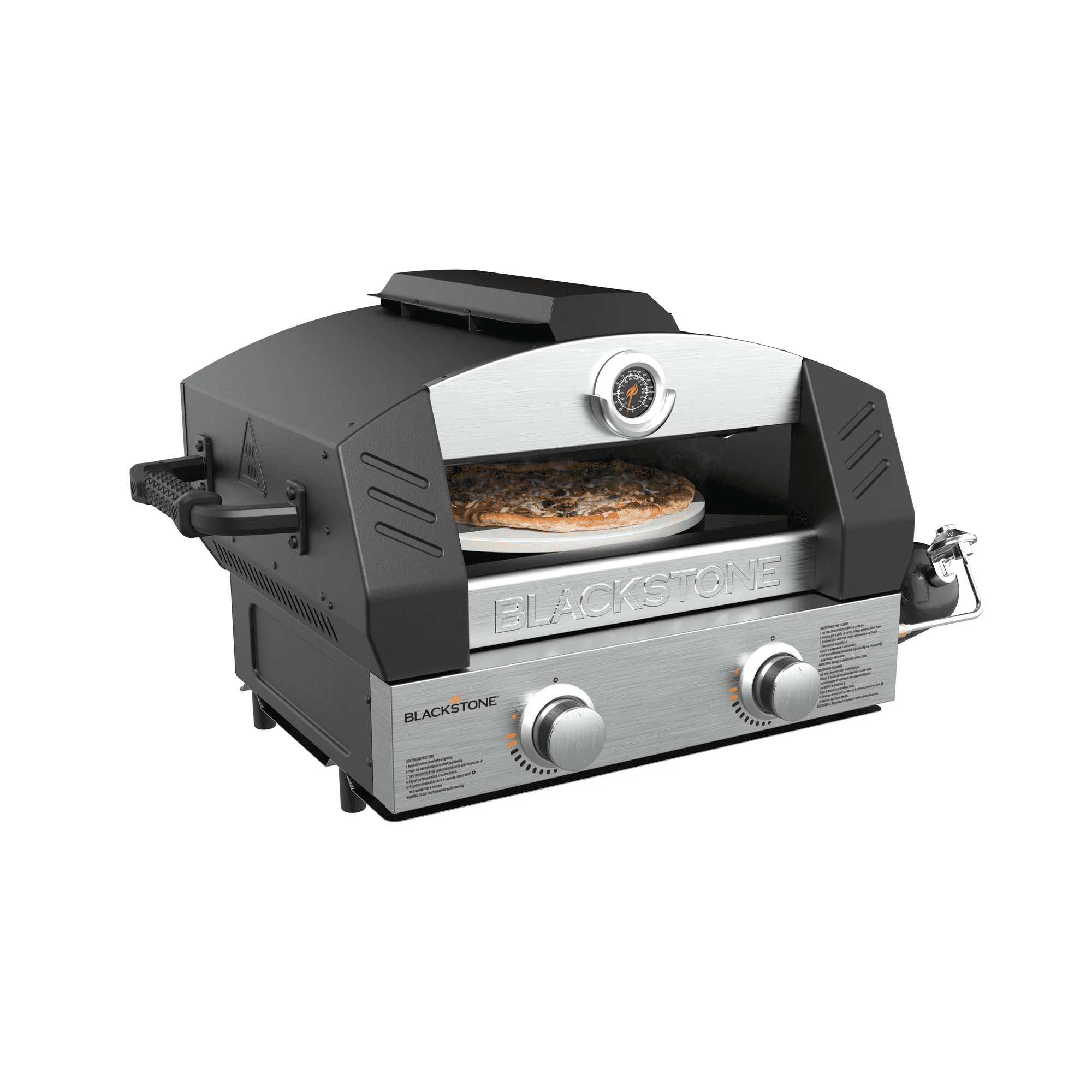 Black Stainless Steel Portable Outdoor Gas Pizza Oven with Cordierite Stone