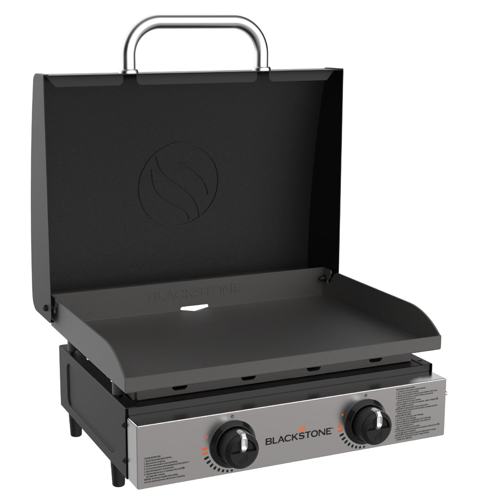 Black 22'' Stainless Steel Tabletop Propane Griddle