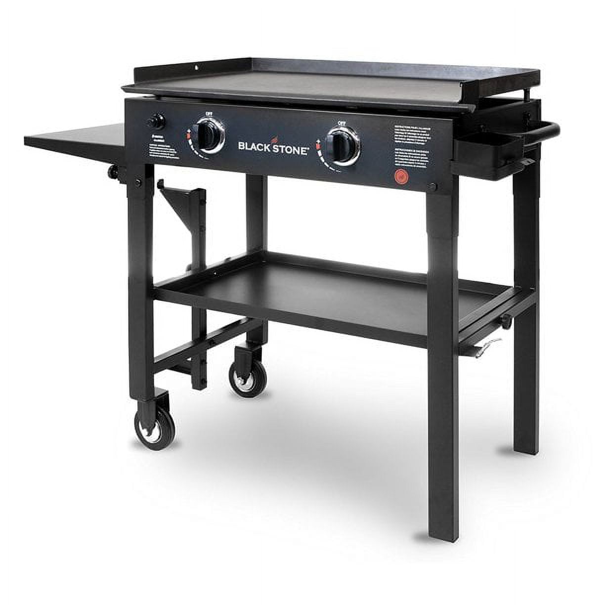 MFSTUDIO Flat-Top Grill, 2-Burner 20,000 BTU Outdoor Propane Griddle Grill  with Cast Iron Griddles Plate, Stainless Steel Cooking Rack and Lid, Black