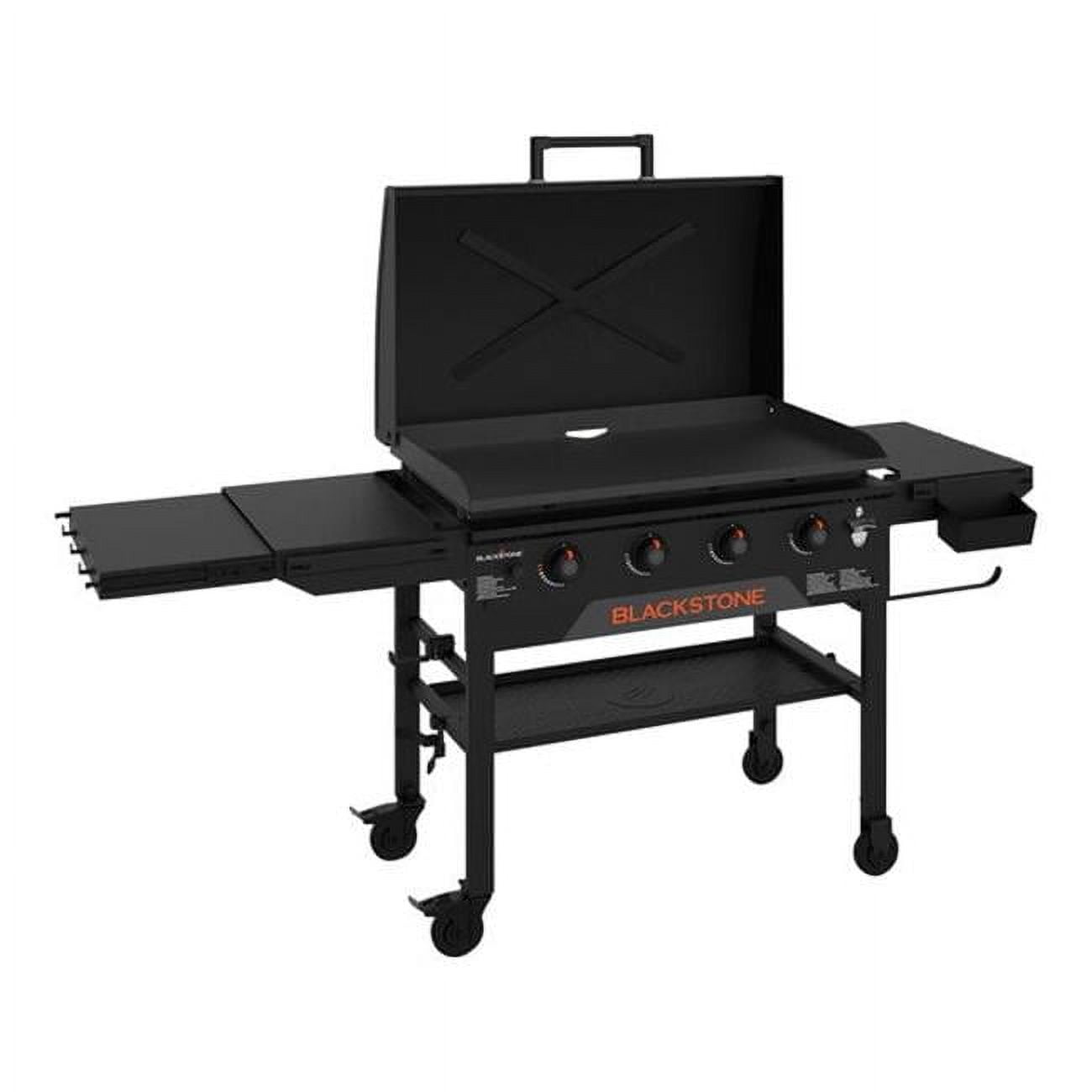 Black Stainless Steel 36" Cart Style Griddle with Hood