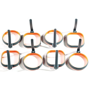 Blackstone 4" Egg Rings Bundle, 8 Pack - 4 Square, 4 Circle in Gray and Orange