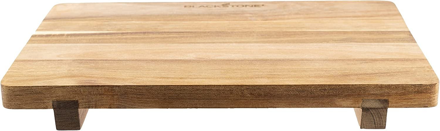 Acopa 12 x 5 Acacia Wood and Slate Serving Board with 4 Handle