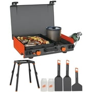 Blackstone Adventure Ready 14” Propane Camping Griddle with Side Burner + Griddle Leg Kit + Camping Griddle Tool Kit, 5-Piece