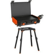 Blackstone Adventure Ready 20 x14  2-Burner Propane Camping Griddle with Latching Hood and Handle + Blackstone Griddle Leg Kit with Adjustable Legs and Base, 1-Piece