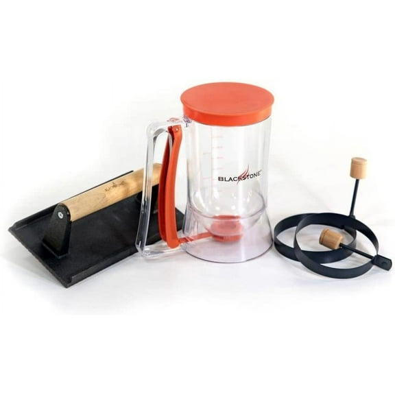Blackstone Grill & Griddle Breakfast Kit BLK1543 - Pancake Dispenser, Bacon Press, Rings