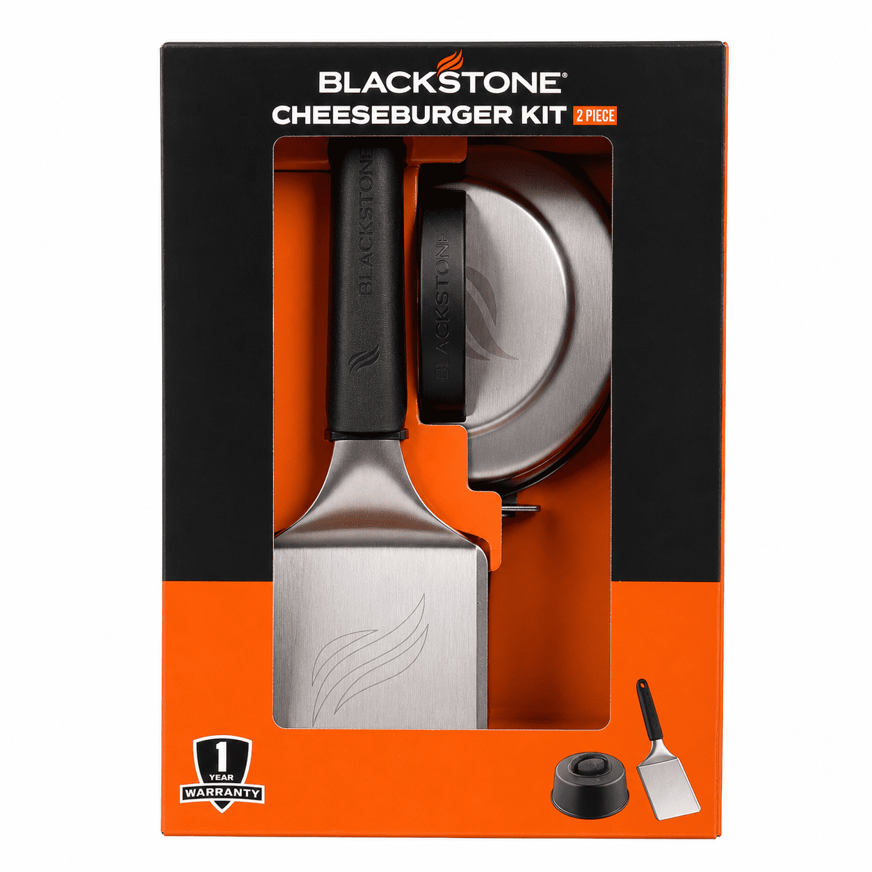 Blackstone Cheeseburger Kit, 2-Piece Burger Press & Spatula Set, Stainless Steel Griddle Cooking Tools