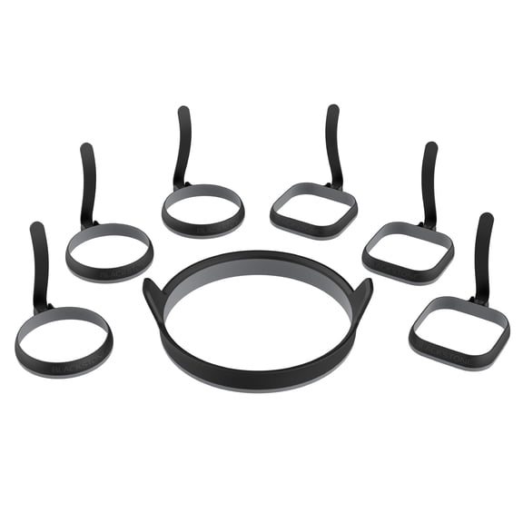 Blackstone Egg & Omelet Ring Kit (7 Piece Set) - Silicone Egg & Omelette Cooker Mold for Pancake, Patties & English Muffin - Round Egg Cooking Shaper-Griddle Accessories for Breakfast - 5515 Y101