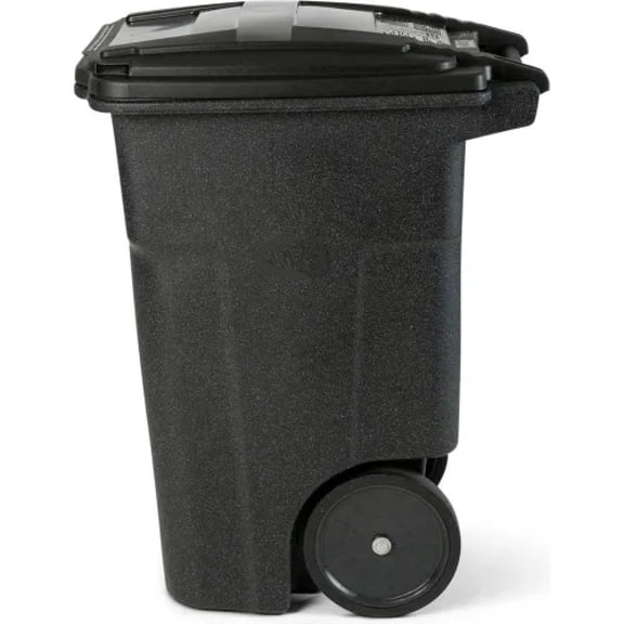Blackstone Granite Finish 48 Gallon Heavy Duty Two-Wheel Trash Cart, Black