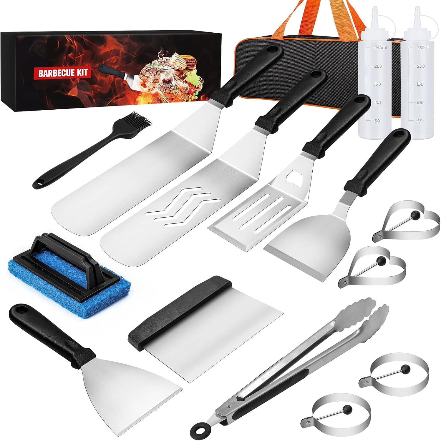 10-teiliges Grillzubehör Set Für Flat Top Grills – Inkl. Spatel, Quetschflaschen & Eierringen
