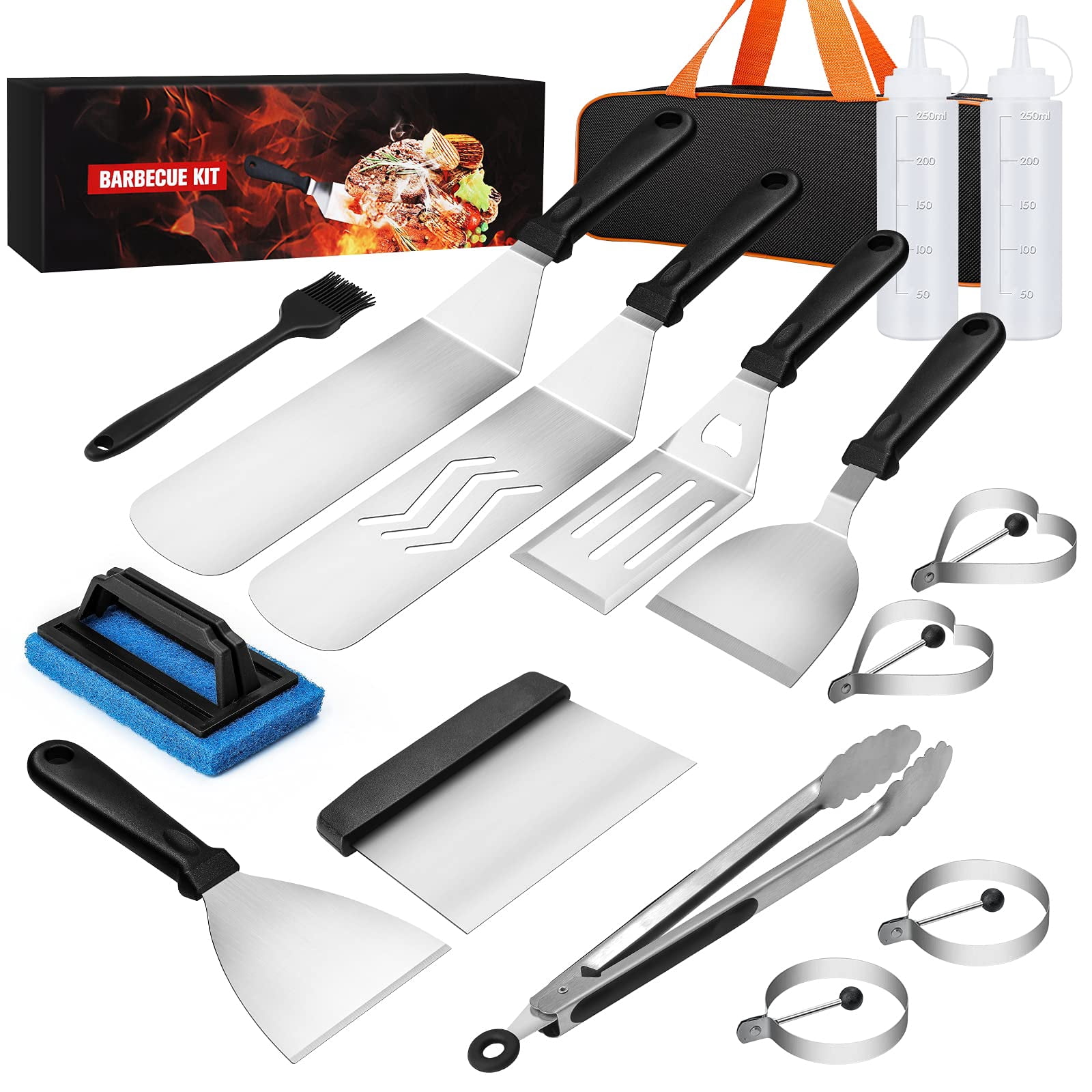 Blackstone Griddle Accessories Kit 16pcs Flat Top Grill Set For And Camp Chef With Spatula Scraper Cleaning &carry Bag Great Outdoor Bbq & Teppanyaki Camping