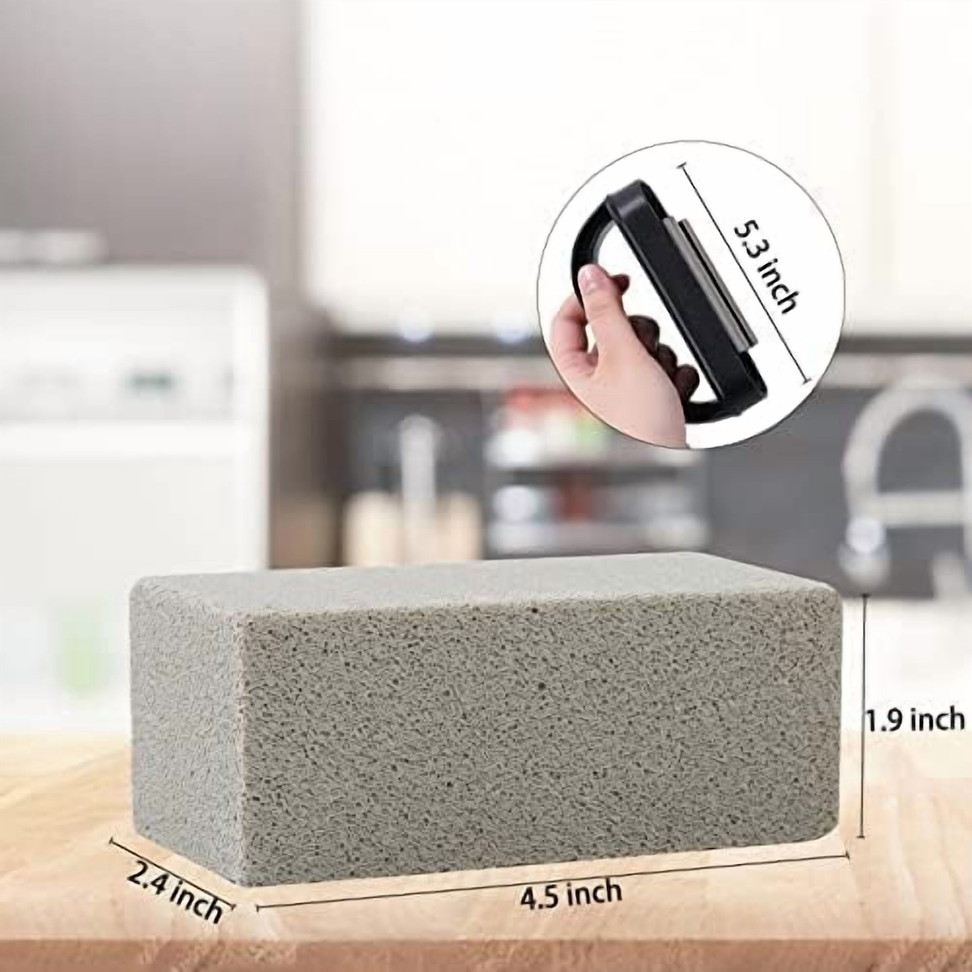 Blackstone Griddle Cleaning Brick Block Heavy Duty Grill Cleaning Stone Bricks Non Scratch Flat Top Seasoning Stone Griddle Scrubber Cleaner Remove Greases Stains Residue -3 Pack with Handle