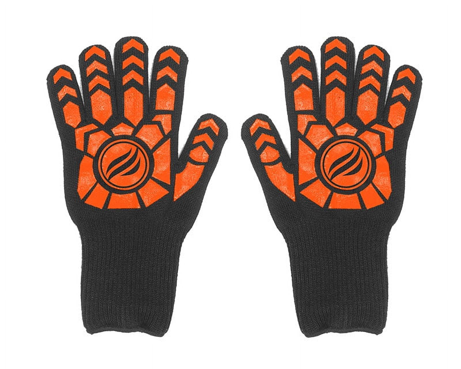 Black and Orange Silicone Heat-Resistant Griddle Gloves