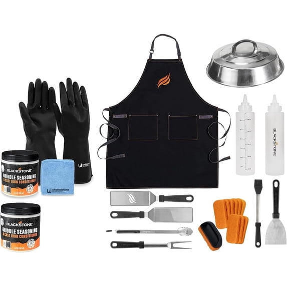 Blackstone Griddle Grill Accessories Kit, 2 Griddle Cast Iron Seasoning Conditioner, and Wholesalehome Gloves and Cloth Included, 5179-4114x2-Gl-Cl