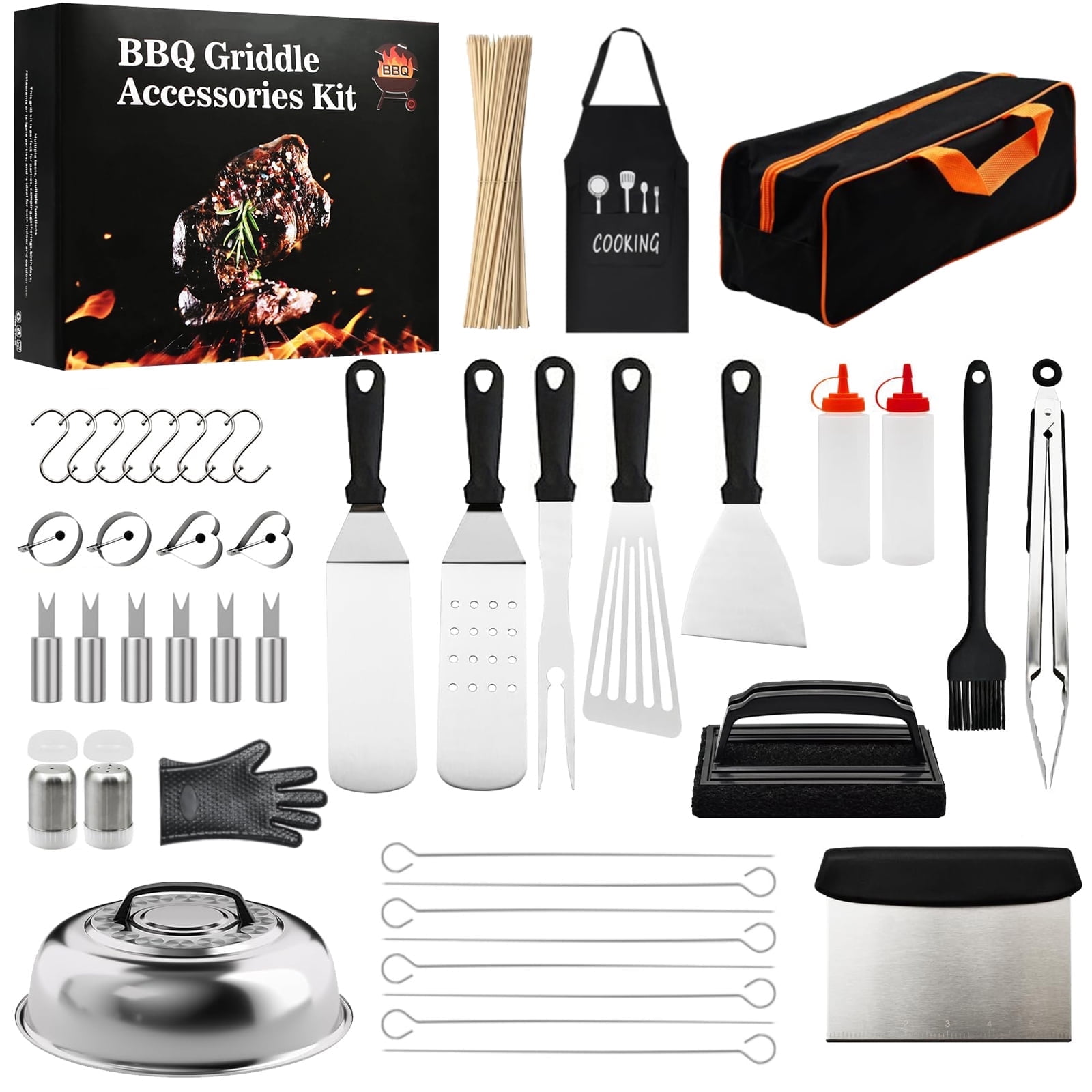Blackstone Griddle Accessories Kit, Flat Top Grill Accessories Set for Blackstone and Camp Chef with Basting Cover, Scraper for Outdoor BBQ