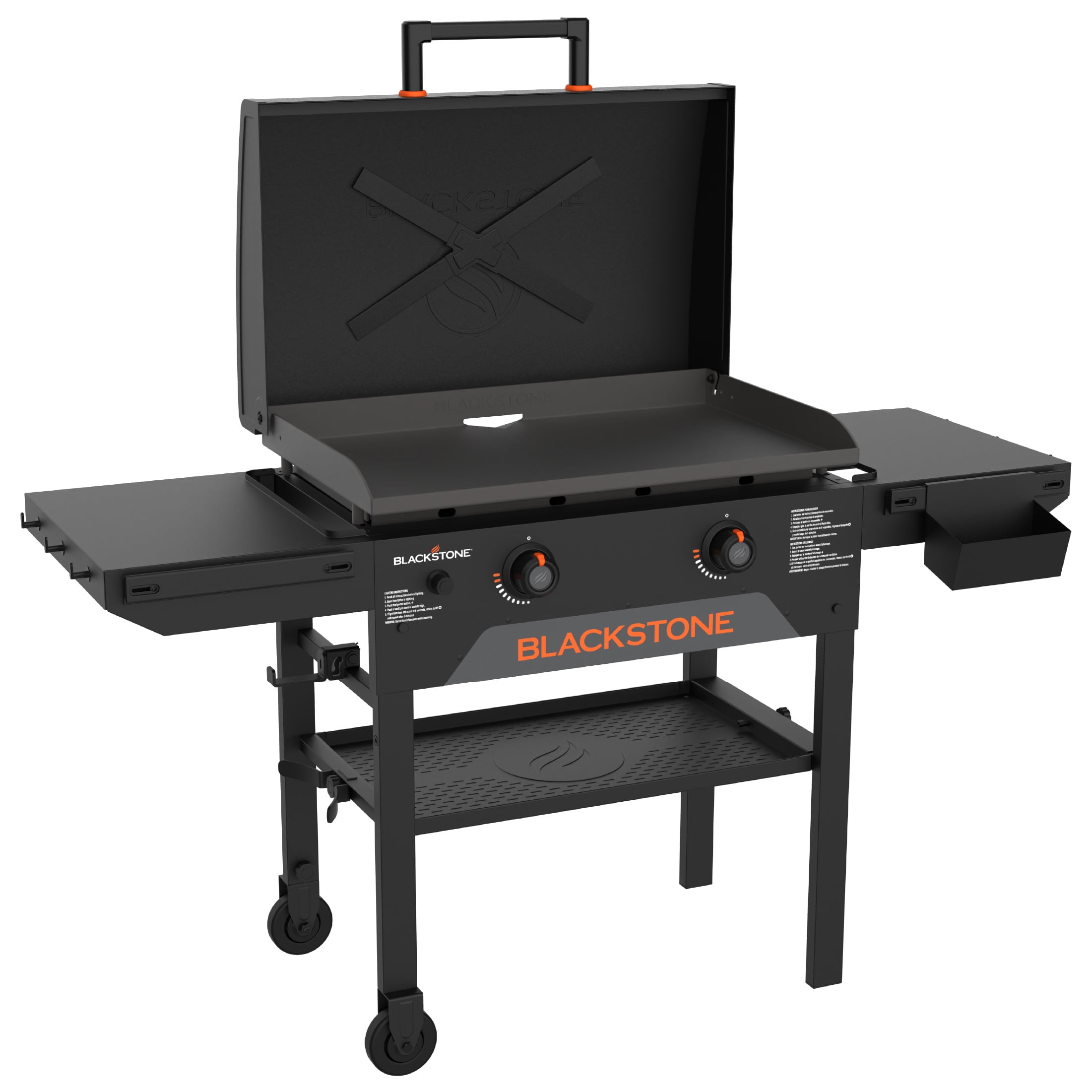 Blackstone Original 28” Omnivore Griddle with X-Braced Hood and Dual Side Shelves with Blackstone Accessory Rail System