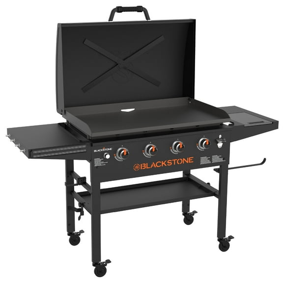 Blackstone Original 4-Burner 36" Natural Gas Omnivore Outdoor Griddle with Hood and Folding Side Shelves