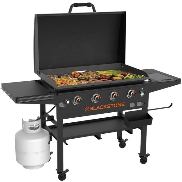 Blackstone Original 4-Burner 36 Propane Griddle with Hood and Omnivore Griddle Plate