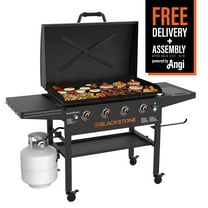 Blackstone Original 4-Burner 36" Propane Omnivore Outdoor Griddle with Hood and Folding Side Shelves