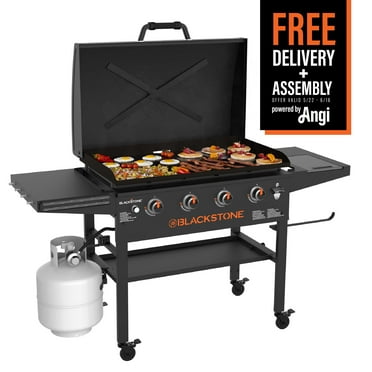 Blackstone Original 4-Burner 36" Propane Omnivore Outdoor Griddle with Hood and Folding Side Shelves