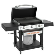 Blackstone Patio Pro 3-Burner 28" XL Griddle Cart Propane Griddle Grill with Hood and Front Tray in Stainless Steel and Black