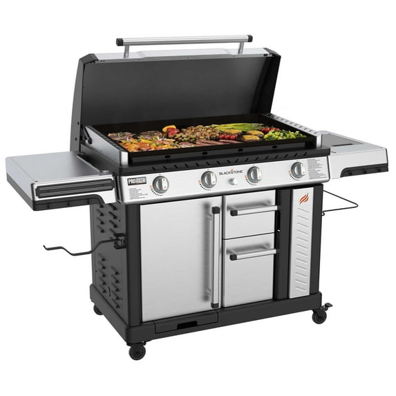 Blackstone ProSeries 4-Burner 36" Propane Griddle with Stainless Steel Cabinet and Hood