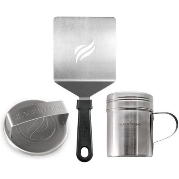 Blackstone Press & Sear Burger Kit - Stainless Steel, Non-Stick - 3 Piece, Black & Silver