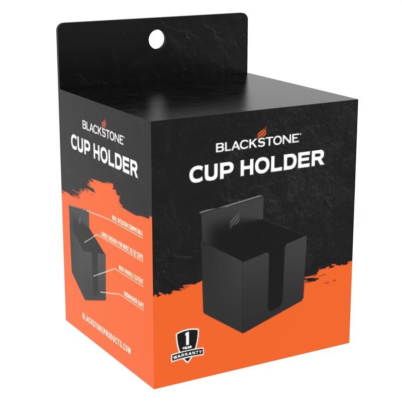 Black Matte Steel Grill Cup Holder with Mug Handle Cutout