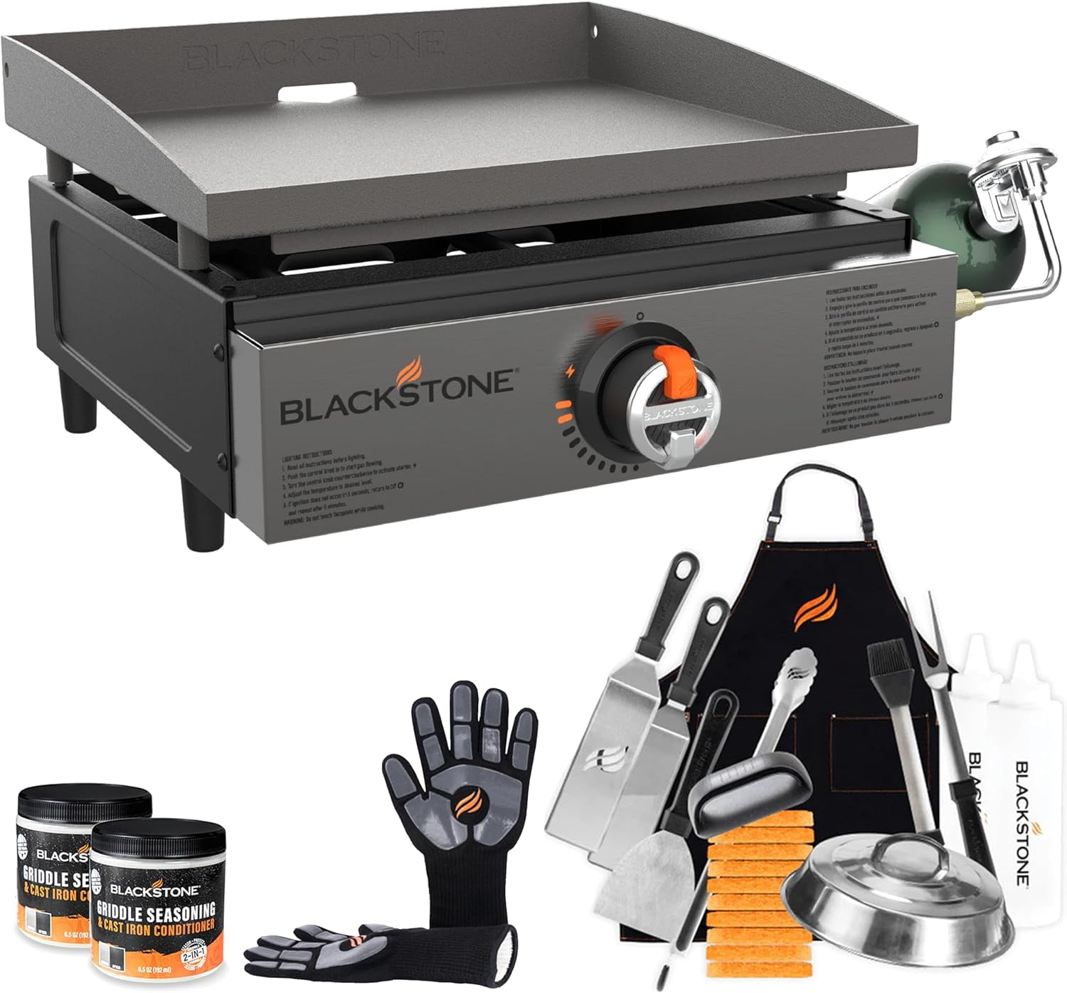 Black 17" Steel Tabletop Outdoor Gas Griddle