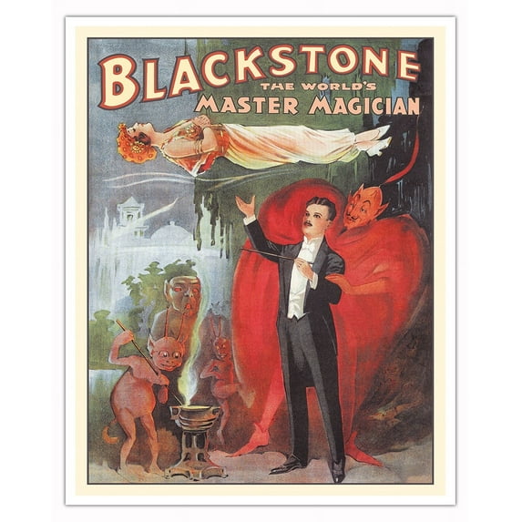 Blackstone The World’s Master Magician - Levitation Illusion - Vintage Magic Poster c.1885 - Fine Art Matte Paper Print (Unframed) 16x20in