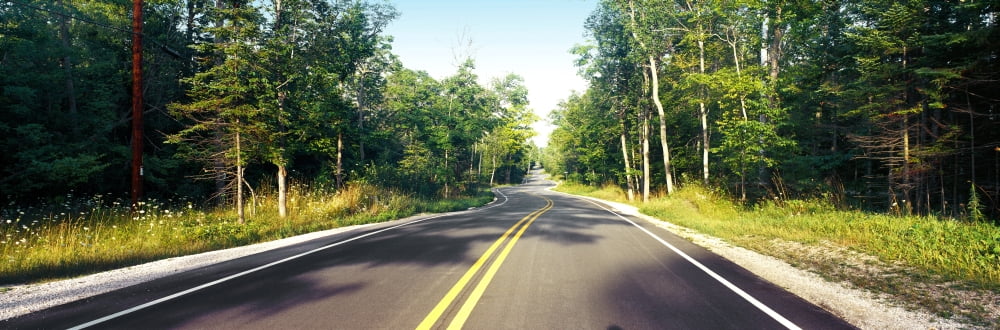 Blacktop asphalt curving highway Route 42 Gills Rock Door County Wisconsin USA Canvas Art - Panoramic Images (36 x 12)