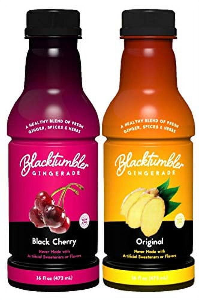 Blacktumbler Gingerade - 16 Oz. Each - Non Carbonated Ginger Drink 6 Pack Made with Pure Ginger Juice Real Herbs & Spices, Also Used as a Mixer (Black Cherry & Original)