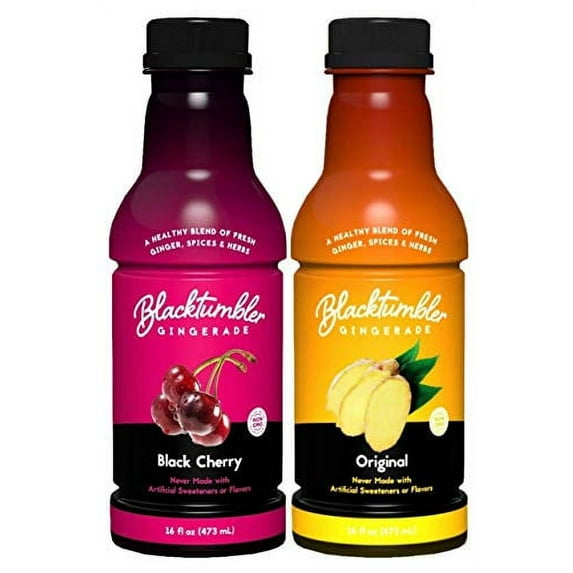 Blacktumbler Gingerade - 16 Oz. Each - Non Carbonated Ginger Drink 6 Pack Made with Pure Ginger Juice Real Herbs & Spices, Also Used as a Mixer (Black Cherry & Original)