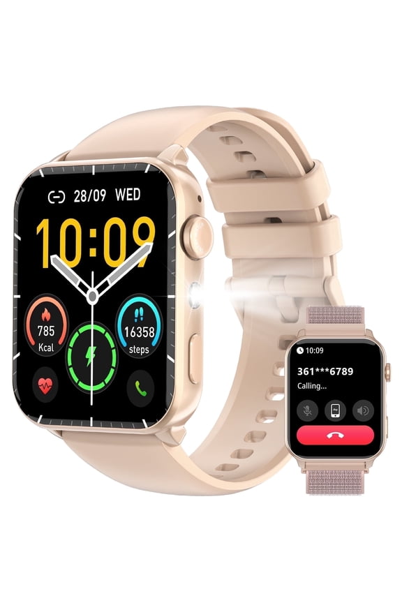 1.91-inch Women's Smartwatch with Answer/Make Calls/100+ Sports Modes/Message Reminder/IP68 Waterproof,fits for Android iPhone Devices,Pink