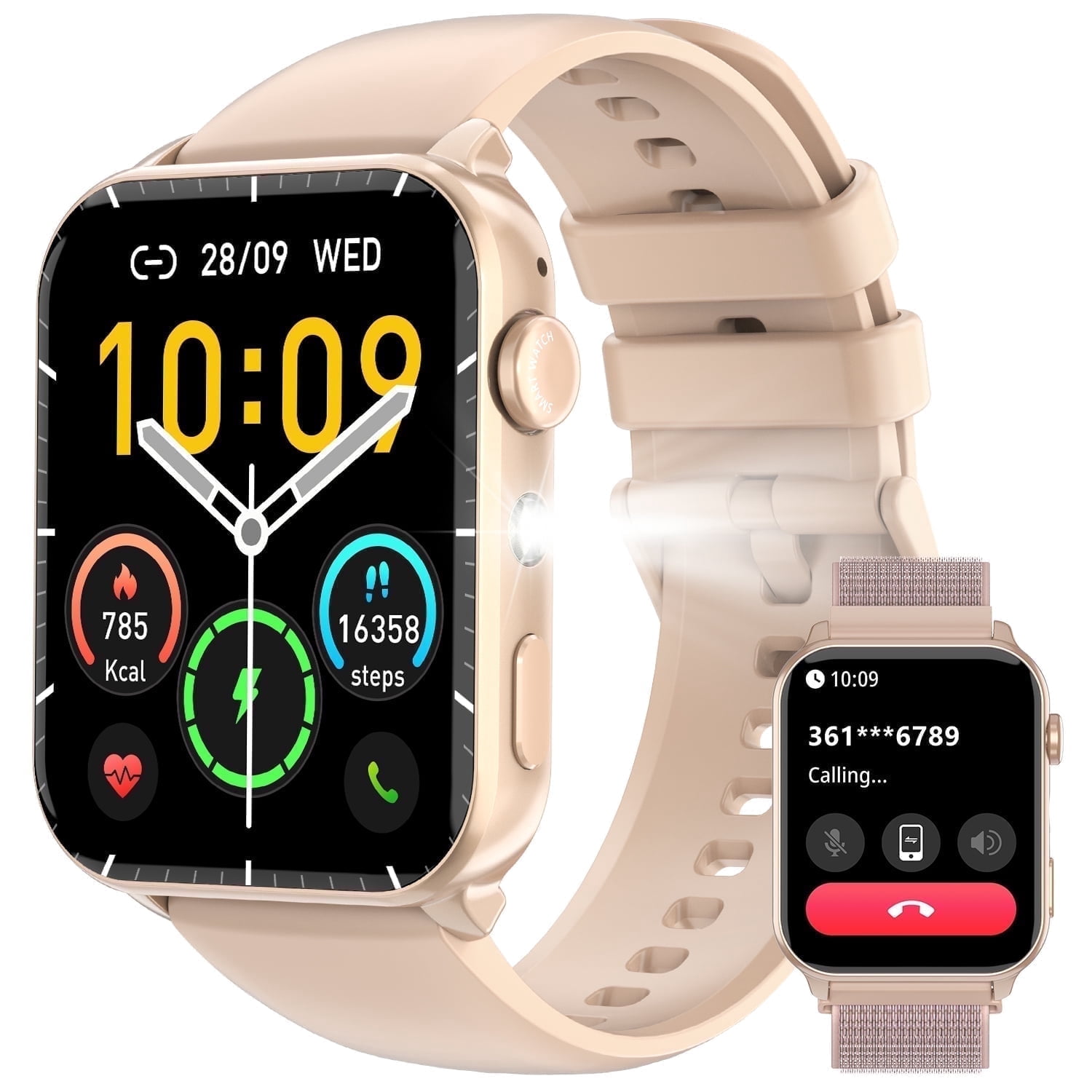 Blackview 1.91-inch Women's Smartwatch with Answer/Make Calls/100+ Sports Modes/Message Reminder/IP68 Waterproof,fits for Android iPhone Devices,Pink