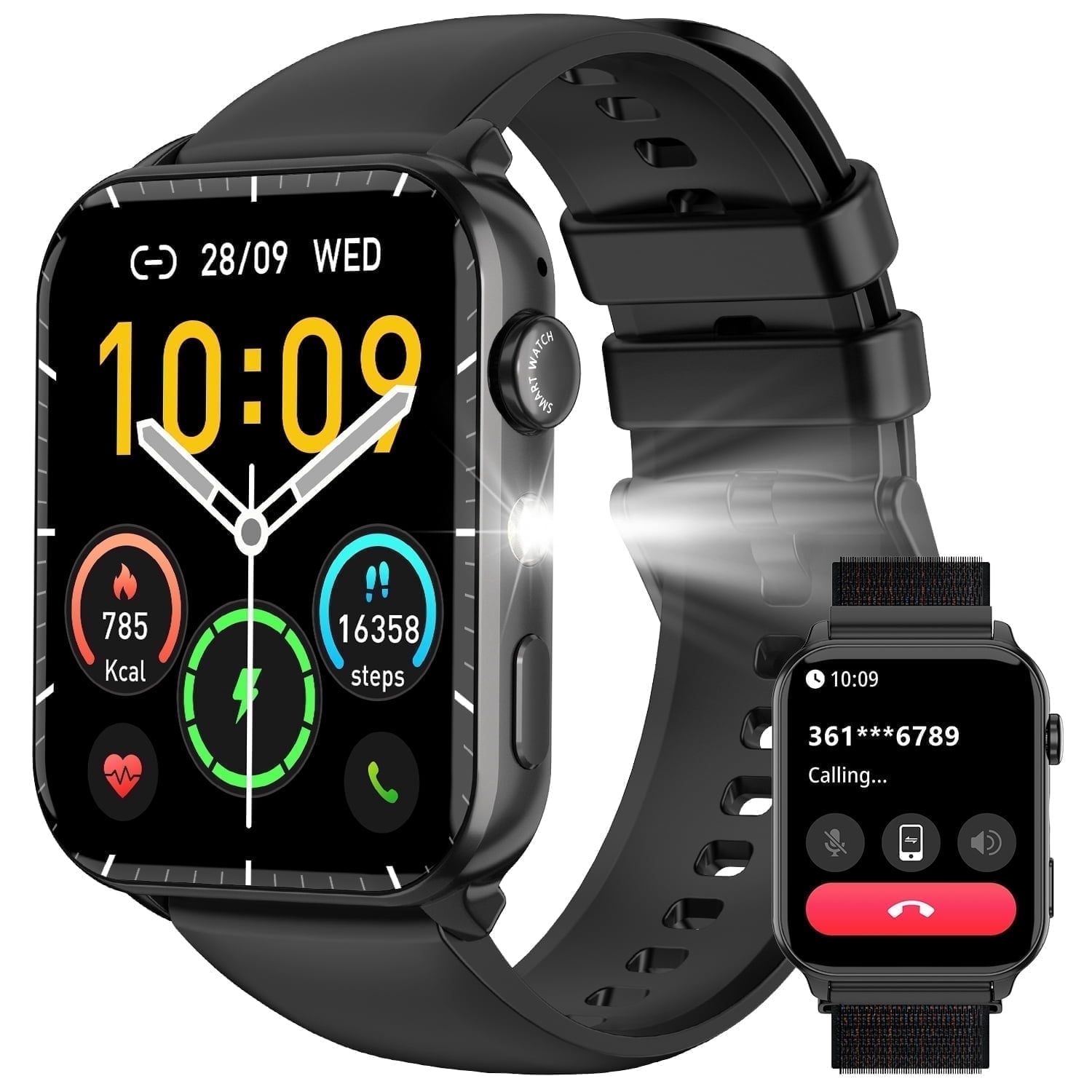 Blackview 1.91-inch Men Women's Smartwatch with Answer/Make Calls/100+ Sports Modes/Message Reminder,fits for Android Iphone Samsung Devices,Black
