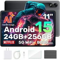 Blackview 11" Android 14 Tablet 256GB 2K Google GMS Computer Tablets for Learning with Case, Tab 9 Wifi, Gray