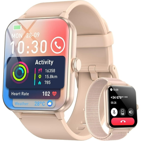 Blackview 2026 Smart Watch (Answer/Make Calls), Fitness Watch for Men and Women with Heart Rate/SpO2/Sleep Monitor/2 Straps, 100+ Sports Modes, IP68 Waterproof Activity Tracker for Android/iPhone