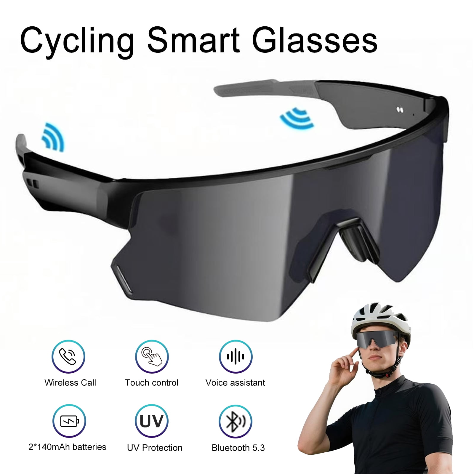 Blackview AI Smart Audio Sunglasses with Bluetooth: Polarized Sports Glasses for Men & Women, Built-in Speaker & Mic, Voice Control, UV400 Protection for Cycling Running Driving