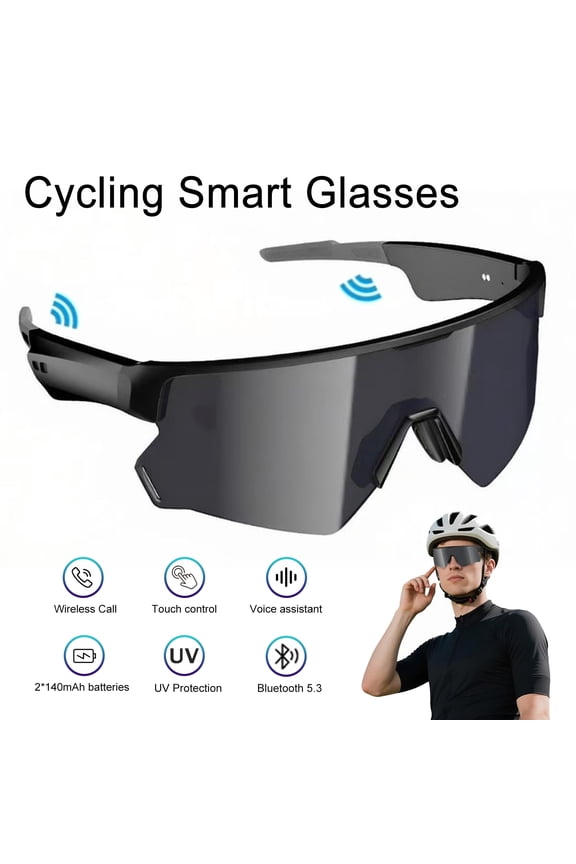 AI Smart Audio Sunglasses with Bluetooth: Polarized Sports Glasses for Men & Women, Built-in Speaker & Mic, Voice Control, UV400 Protection for Cycling Running Driving